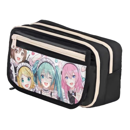 Xinchangda Anime Federmäppchen Miku Stiftebox Stifteetui Große Kapazität Anime Stifttasche Schreibwaren Etui für Studenten, Schwarz 5, 21* 8*13cm, Federmäppchen von Xinchangda