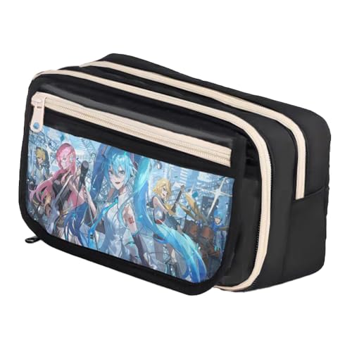 Xinchangda Anime Federmäppchen Miku Stiftebox Stifteetui Große Kapazität Anime Stifttasche Schreibwaren Etui für Studenten, Schwarz 6, 21* 8*13cm, Federmäppchen von Xinchangda