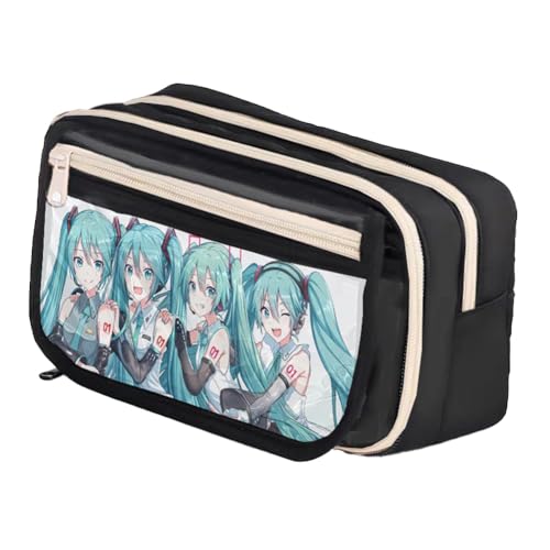 Xinchangda Anime Federmäppchen Miku Stiftebox Stifteetui Große Kapazität Anime Stifttasche Schreibwaren Etui für Studenten, Schwarz 7, 21* 8*13cm, Federmäppchen von Xinchangda