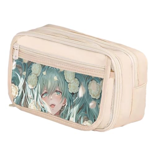 Xinchangda Anime Federmäppchen Miku Stiftebox Stifteetui Große Kapazität Anime Stifttasche Schreibwaren Etui für Studenten, Weiß (1), 21* 8*13cm, Federmäppchen von Xinchangda