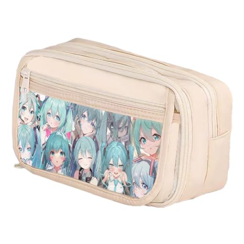 Xinchangda Anime Federmäppchen Miku Stiftebox Stifteetui Große Kapazität Anime Stifttasche Schreibwaren Etui für Studenten, Weiß 12, 21* 8*13cm, Federmäppchen von Xinchangda