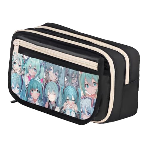 Xinchangda Anime Federmäppchen Miku Stiftebox Stifteetui Große Kapazität Anime Stifttasche Schreibwaren Etui für Studenten, schwarz 12, 21* 8*13cm, Federmäppchen von Xinchangda