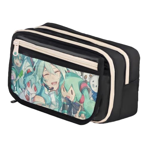 Xinchangda Anime Federmäppchen Miku Stiftebox Stifteetui Große Kapazität Anime Stifttasche Schreibwaren Etui für Studenten, schwarz 2, 21* 8*13cm, Federmäppchen von Xinchangda