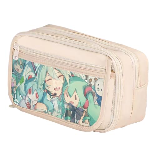 Xinchangda Anime Federmäppchen Miku Stiftebox Stifteetui Große Kapazität Anime Stifttasche Schreibwaren Etui für Studenten, weiß 2, 21* 8*13cm, Federmäppchen von Xinchangda