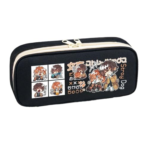 Xinchangda Anime Federmäppchen Nakahara Chuuya Federmäppchen Große Kapazität Stifttasche Studenten Schreibwaren Tasche Student Supplies Back to School Schreibwaren, Schwarz 3, 22*6*9.5CM von Xinchangda