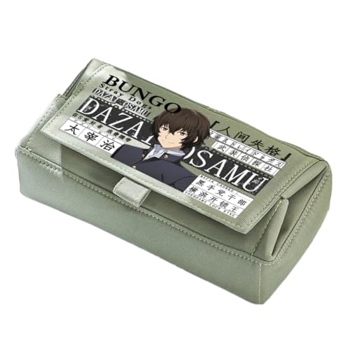 Xinchangda Anime Federmäppchen Nakahara Chuuya Stiftebox Stifttasche Große Kapazität Anime Stifttasche Schreibwaren Etui für Studenten, Grün 3, 22*11*10cm, Federmäppchen von Xinchangda