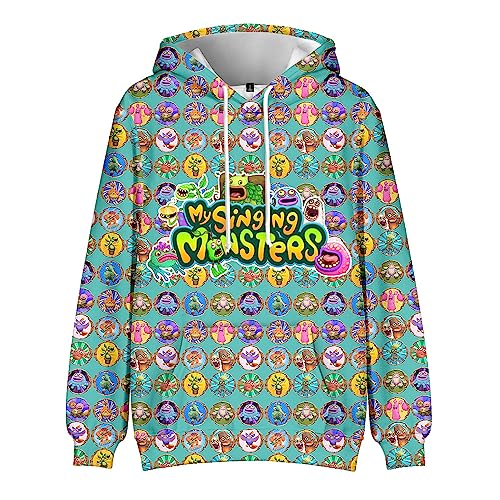 Xinchangda Anime Hoodie, My Singing Monsters Cosplay Pullover Unisex Paar lässig Sport Sweatshirt Cartoon Charaktere Hoodie für Jungen Mädchen von Xinchangda