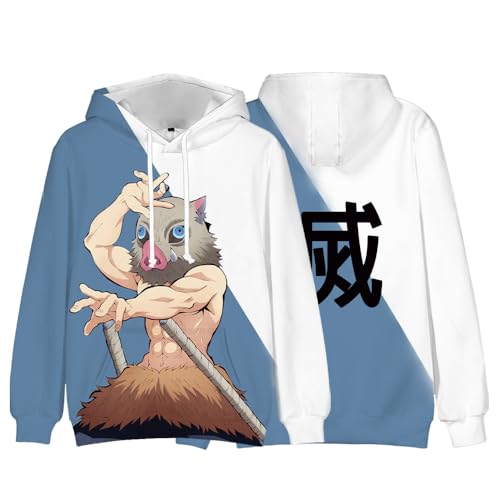 Xinchangda Anime Kamado Nezuko Hoodie Hashibira Inosuke Tomioka Giyuu Pullover 3D Gedruckt Langarm Tops Casual Sweatshirt Sportbekleidung für Erwachsene, Hashibira Inosuke, S von Xinchangda