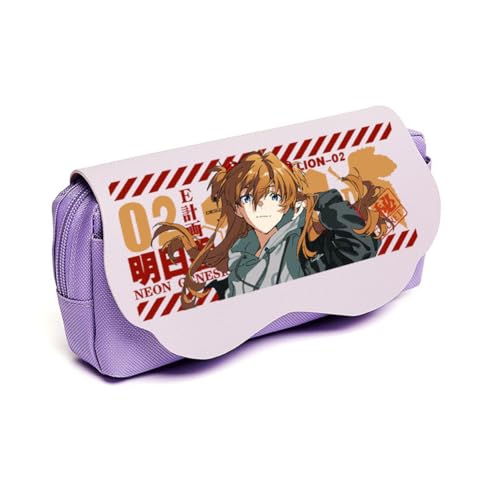 Xinchangda Asuka Langley Soryu Federmäppchen Anime Ayanami Rei Federmäppchen Große Kapazität Anime Stifttasche Schreibwarentasche für Studenten 20 cm x 6 cm x 10 cm, Asuka Langley Soryu Purple, 20*6 von Xinchangda
