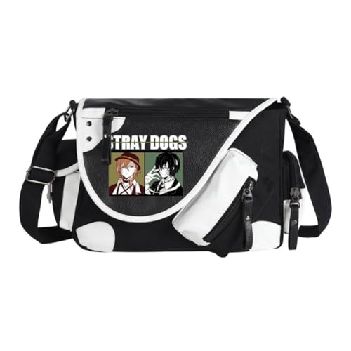 Xinchangda BSD Dazai Osamu Umhängetaschen Ranpo Edogawa Umhängetasche Anime Nakahara Chuuya Handtasche Große Kapazität Casual Leichte Mode Messenger Bag für Damen Herren Shool Arbeit Reisen, Schwarz von Xinchangda