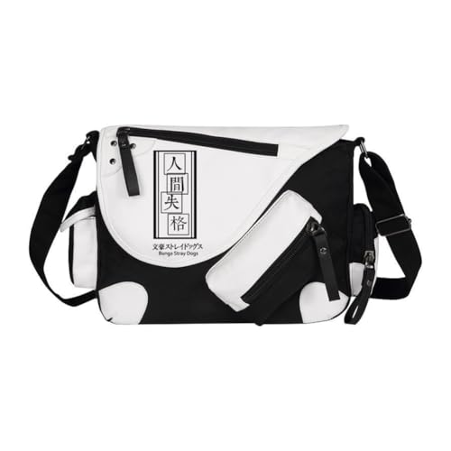Xinchangda BSD Dazai Osamu Umhängetaschen Ranpo Edogawa Umhängetasche Anime Nakahara Chuuya Handtasche Große Kapazität Casual Leichte Mode Messenger Bag für Damen Herren Shool Arbeit Reisen, Weiß Typ von Xinchangda