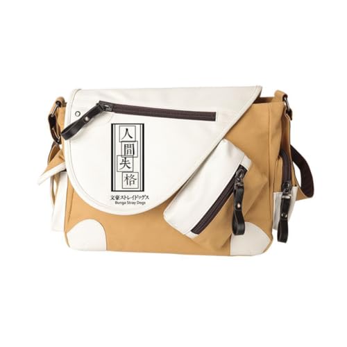 Xinchangda BSD Dazai Osamu Umhängetaschen Ranpo Edogawa Umhängetasche Anime Nakahara Chuuya Handtasche Große Kapazität Casual Leichte Mode Messenger Bag für Damen Herren Shool Arbeit Reisen, Khaki Typ von Xinchangda