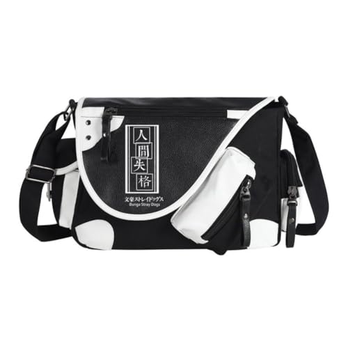Xinchangda BSD Dazai Osamu Umhängetaschen Ranpo Edogawa Umhängetasche Anime Nakahara Chuuya Handtasche Große Kapazität Casual Leichte Mode Messenger Bag für Damen Herren Shool Arbeit Reisen, Schwarz von Xinchangda