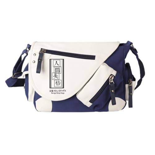 Xinchangda BSD Dazai Osamu Umhängetaschen Ranpo Edogawa Umhängetasche Anime Nakahara Chuuya Handtasche Große Kapazität Casual Leichte Mode Messenger Bag für Damen Herren Shool Arbeit Reisen, Blau Typ von Xinchangda