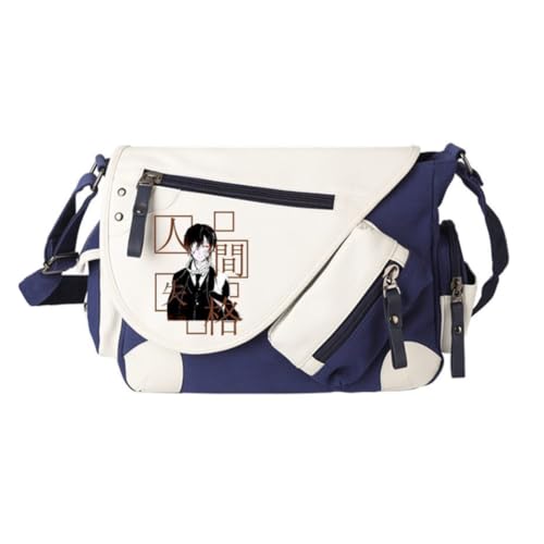 Xinchangda BSD Dazai Osamu Umhängetaschen Ranpo Edogawa Umhängetasche Anime Nakahara Chuuya Handtasche Große Kapazität Casual Leichte Mode Messenger Bag für Damen Herren Shool Arbeit Reisen, Blau Typ von Xinchangda