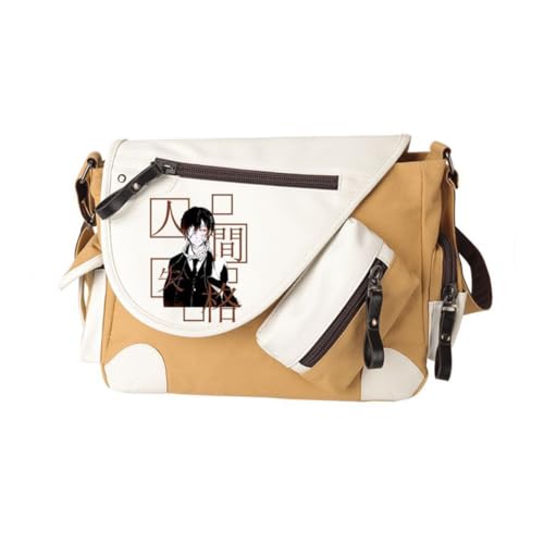 Xinchangda BSD Dazai Osamu Umhängetaschen Ranpo Edogawa Umhängetasche Anime Nakahara Chuuya Handtasche Große Kapazität Casual Leichte Mode Messenger Bag für Damen Herren Shool Arbeit Reisen, Khaki Typ von Xinchangda