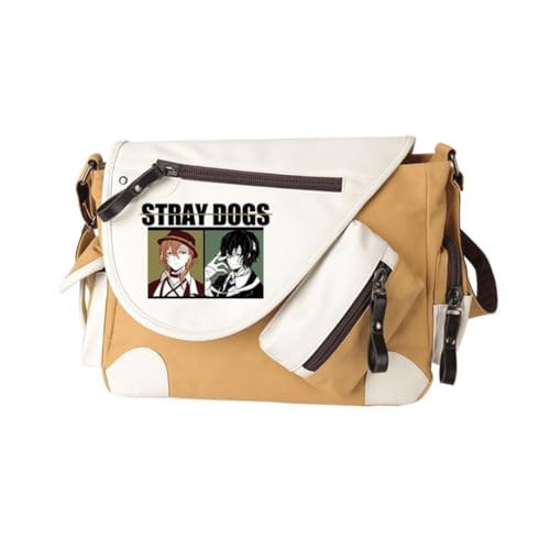 Xinchangda BSD Dazai Osamu Umhängetaschen Ranpo Edogawa Umhängetasche Anime Nakahara Chuuya Handtasche Große Kapazität Casual Leichte Mode Messenger Bag für Damen Herren Shool Arbeit Reisen, Khaki Typ von Xinchangda