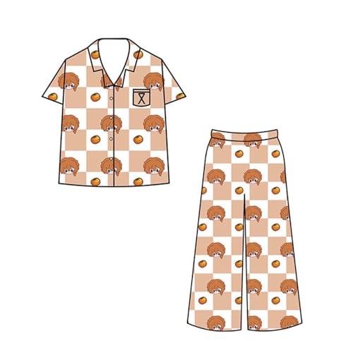 Xinchangda Bungo Streunende Hunde Pyjamas Anime Nakahara Chuuya Pyjama Set Hose Kurzarm Anime Schlafanzug von Xinchangda