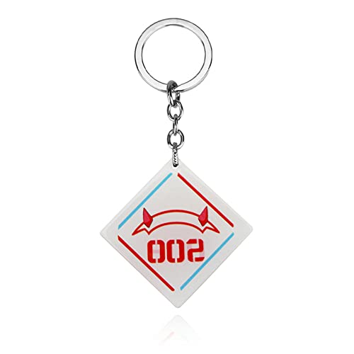 Xinchangda Darling in the Franxx Zero Two 02 Headwear Anime Acryl Schlüsselanhänger Cartoon Halskette Anhänger Tasche Kleidung Zubehör Geschenk für Anime-Fans und Kinder, Schlüsselanhänger 1, 6 cm von Xinchangda