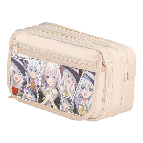 Xinchangda Elaina Federmäppchen Anime Elaina Oxford schwarz weiß Federmäppchen imple Mode große Kapazität mehrere Fächer wasserdicht Bleistifttasche Make-up Schreibwaren Organizer Tasche für Teenager von Xinchangda