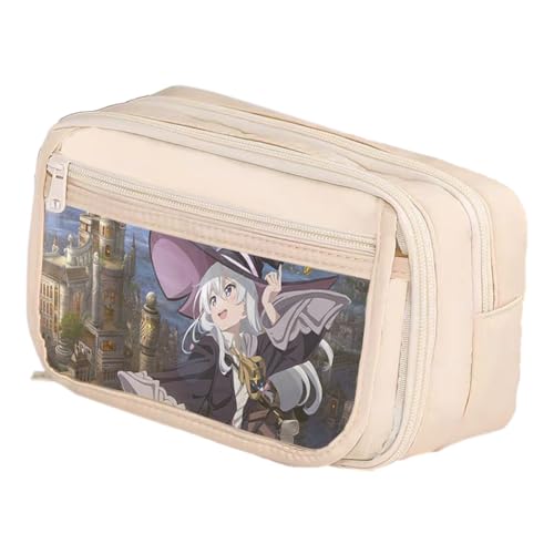 Xinchangda Elaina Federmäppchen Anime Elaina Oxford schwarz weiß Federmäppchen imple Mode große Kapazität mehrere Fächer wasserdicht Bleistifttasche Make-up Schreibwaren Organizer Tasche für Teenager von Xinchangda