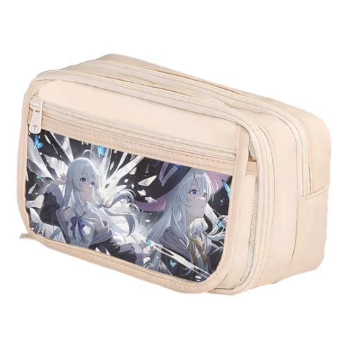 Xinchangda Elaina Federmäppchen Anime Elaina Oxford schwarz weiß Federmäppchen imple Mode große Kapazität mehrere Fächer wasserdicht Bleistifttasche Make-up Schreibwaren Organizer Tasche für Teenager von Xinchangda