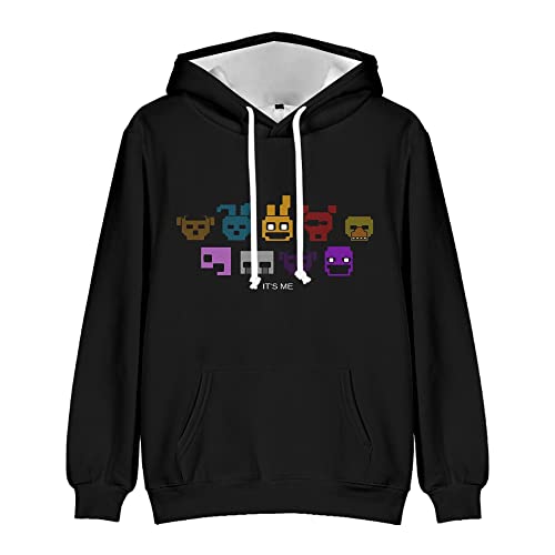 Xinchangda FNAF Hoodie 3D Druck Muster Pullover mit Kapuze Sweatshirt, Five Nights Casual Langarm Spiel Hoodies für Unisex von Xinchangda