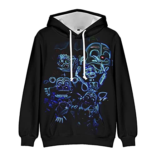 Xinchangda FNAF Hoodie 3D Druck Muster Pullover mit Kapuze Sweatshirt, Five Nights Casual Langarm Spiel Hoodies für Unisex von Xinchangda