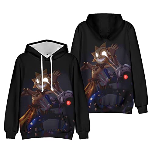 Xinchangda FNAF Security Breach Hoodie Sundrop Moondrop 3D Printed Casual Pullover Five Nights Game Langarm Kordelzug Hoodies für Unisex, Typ 4, L von Xinchangda