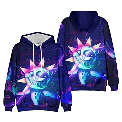 Xinchangda FNAF Security Breach Hoodie Sundrop Moondrop 3D Printed Casual Pullover Five Nights Game Langarm Kordelzug Hoodies für Unisex, Typ 7, XL von Xinchangda