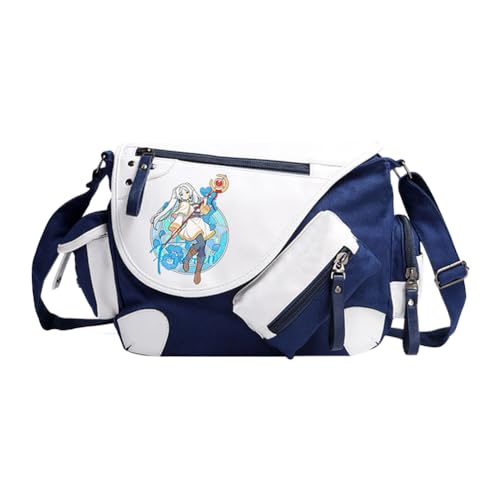 Xinchangda Frieren Schultertaschen Fern/Stark Umhängetasche Anime Flamme Handtasche Mehrere Seitentaschen Große Kapazität Lässige Leichte Mode Messenger Bag für Damen Herren Shool Arbeit Reisen, Blau von Xinchangda
