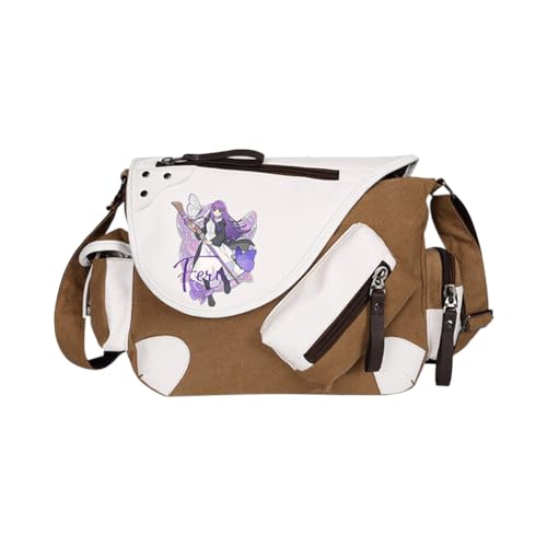Xinchangda Frieren Schultertaschen Fern/Stark Umhängetasche Anime Flamme Handtasche Mehrere Seitentaschen Große Kapazität Lässige Leichte Mode Messenger Bag für Damen Herren Shool Arbeit Reisen, Khaki von Xinchangda