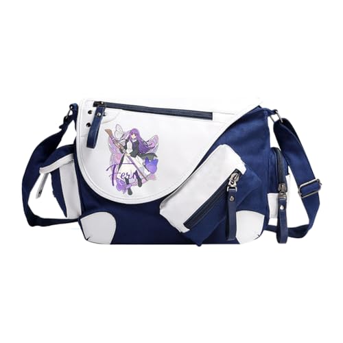 Xinchangda Frieren Schultertaschen Fern/Stark Umhängetasche Anime Flamme Handtasche Mehrere Seitentaschen Große Kapazität Lässige Leichte Mode Messenger Bag für Damen Herren Shool Arbeit Reisen, Blau von Xinchangda