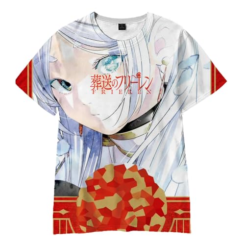 Xinchangda Frieren: Beyond Journey's End T Shirt für Erwachsene Sommer 3D gedruckt Anime Frieren Fern Kurzarm T-Shirt Mode Casual Tops Manga Geschenke von Xinchangda