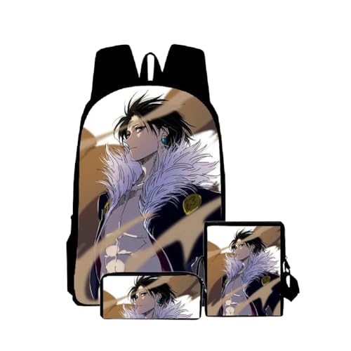 Xinchangda GON·Freecss Rucksack 3-teiliges Set Killua Zaoldyeck Chrollo Lucilfer Anime Federmäppchen Umhängetasche Casual Schultasche für Jungen und Mädchen, Chrollo Lucilfer 2, 40*30*13CM, von Xinchangda