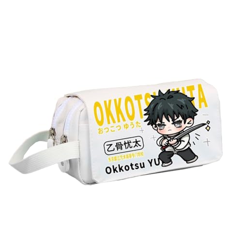 Xinchangda Gojo Satoru Federmäppchen Anime Geto Suguru/Itadori Yuji Federmäppchen Große Kapazität Stifttasche Studenten Schreibwaren Tasche für Studenten Teenager, Weiß (1), 20x8x10CM, Federmäppchen von Xinchangda