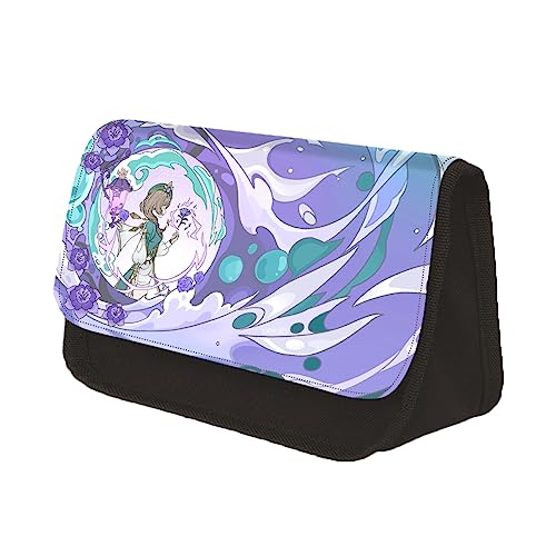 Xinchangda HuTao Federmäppchen mit Anime-Cartoon-Motiv, aus Polyester, doppellagig, dreieckig, kreativer Anime-Druck, Schreibwaren-Tasche für Mädchen, Jungen, Studenten, Typ 3, 13*7.5*22cm, von Xinchangda