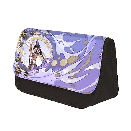 Xinchangda HuTao Federmäppchen mit Anime-Cartoon-Motiv, aus Polyester, doppellagig, dreieckig, kreativer Anime-Druck, Schreibwaren-Tasche für Mädchen, Jungen, Studenten, Typ 5, 13*7.5*22cm, von Xinchangda