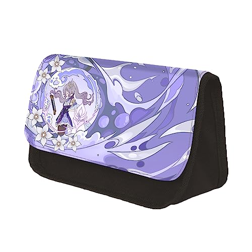 Xinchangda HuTao Federmäppchen mit Anime-Cartoon-Motiv, aus Polyester, doppellagig, dreieckig, kreativer Anime-Druck, Schreibwaren-Tasche für Mädchen, Jungen, Studenten, Typ 7, 13*7.5*22cm, von Xinchangda