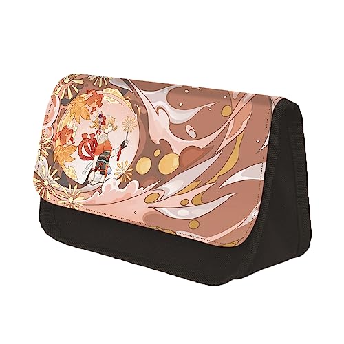 Xinchangda HuTao Federmäppchen mit Anime-Cartoon-Motiv, aus Polyester, doppellagig, dreieckig, kreativer Anime-Druck, Schreibwaren-Tasche für Mädchen, Jungen, Studenten, Typ 9, 13*7.5*22cm, von Xinchangda