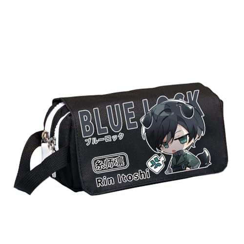 Xinchangda Isagi Yoichi Federmäppchen Anime Itoshi SAE/Bachira Meguru Federmäppchen Große Kapazität Stifttasche Studenten Schreibwaren Tasche für Studenten Teenager, Schwarz 4, 20*8*10CM von Xinchangda