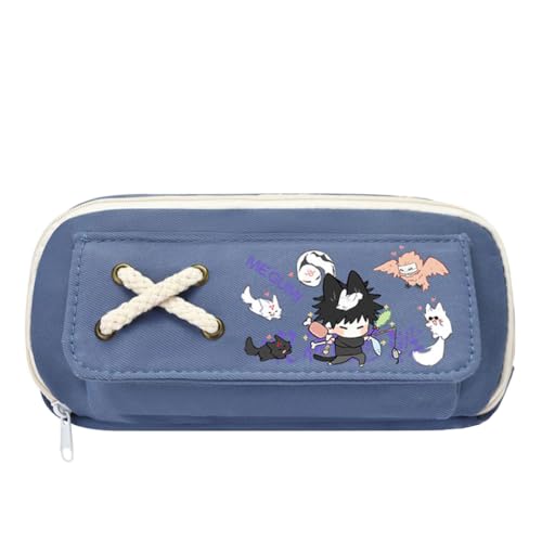 Xinchangda JJK Anime Federmäppchen Gojo Satoru Federmäppchen Stiftebox Große Kapazität Stifttasche Studenten Schreibwaren Tasche für Studenten Teenager, Blau 4, 21x5.5x11CM, Federmäppchen von Xinchangda
