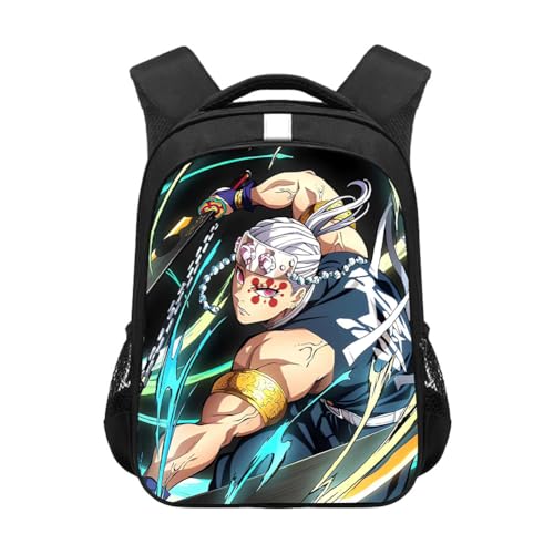 Xinchangda Kamado Nezuko Rucksack Kamado Tanjiro Kochou Shinobu Casual Daypacks Anime Gedruckt Cartoon Canvas Schultasche für Jungen und Mädchen, Uzui Tengen, 44*30.5*16CM von Xinchangda