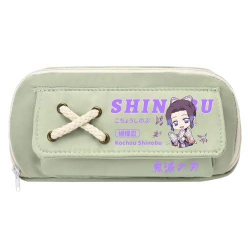 Xinchangda Kamado Tanjiro Federmäppchen Agatsuma Zen'itsu Federmäppchen, Anime Kochou Shinobu Federmäppchen, große Kapazität, mehrere Fächer, Federmäppchen, Make-up-Organizer für Teenager von Xinchangda