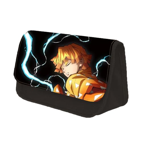 Xinchangda Kamado Tanjiro Federmäppchen Anime Kamado Nezuko/Kochou Shinobu Stiftebox Große Kapazität Stifttasche Studenten Schreibwaren Tasche für Studenten Teenager, Agatsuma Zen'itsu, 22x7.5x13CM, von Xinchangda