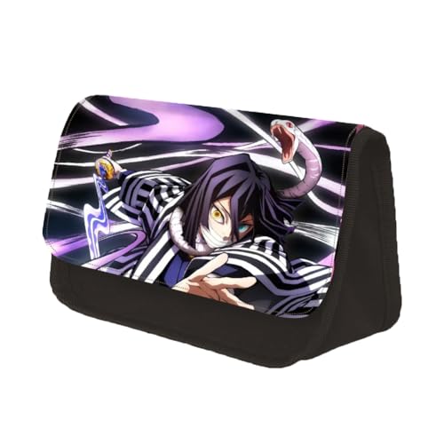 Xinchangda Kamado Tanjiro Federmäppchen Anime Kamado Nezuko/Kochou Shinobu Stiftebox Große Kapazität Stifttasche Studenten Schreibwaren Tasche für Studenten Teenager, Iguro Obanai, 22x7.5x13CM von Xinchangda