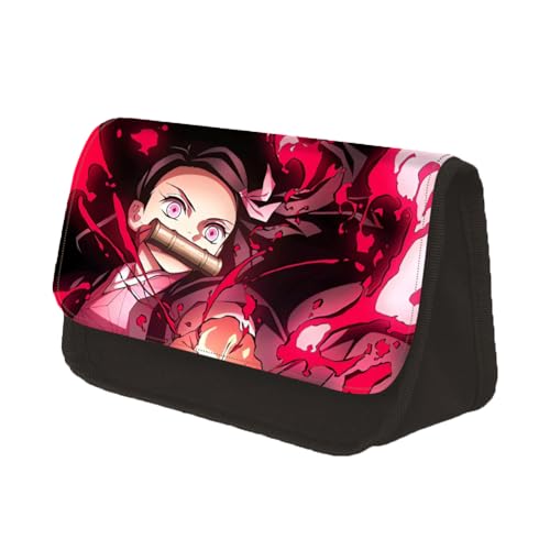 Xinchangda Kamado Tanjiro Federmäppchen Anime Kamado Nezuko/Kochou Shinobu Stiftebox Große Kapazität Stifttasche Studenten Schreibwaren Tasche für Studenten Teenager, Kamado Nezuko 01, 22x7.5x13CM, von Xinchangda
