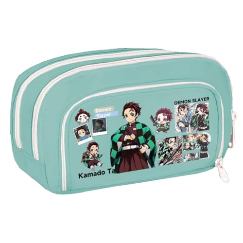Xinchangda Kamado Tanjiro Federmäppchen Anime Kochou Shinobu/Tomioka Giyuu Federmäppchen Große Kapazität Anime Stifttasche Schreibwaren Tasche Schulbedarf, Grün Typ 6, 21*5*12CM, Federmäppchen von Xinchangda