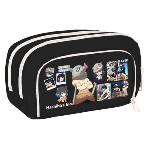 Xinchangda Kamado Tanjiro Federmäppchen Anime Kochou Shinobu/Tomioka Giyuu Federmäppchen Große Kapazität Anime Stifttasche Schreibwaren Tasche Schulbedarf, Schwarz, Typ 1, 21*5*12CM, Federmäppchen von Xinchangda