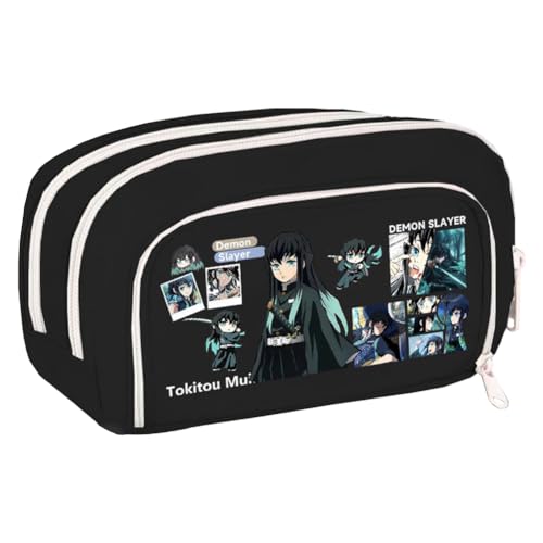 Xinchangda Kamado Tanjiro Federmäppchen Anime Kochou Shinobu/Tomioka Giyuu Federmäppchen Große Kapazität Anime Stifttasche Schreibwaren Tasche Schulbedarf, Schwarz, Typ 2, 21*5*12CM, Federmäppchen von Xinchangda